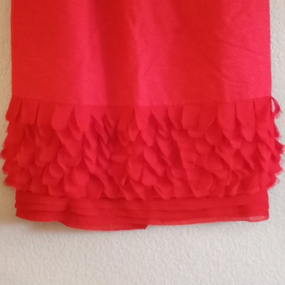 Peter Som Classic Cherry Red Skirt with Sheer Feminine Flutter Hem - Picture 2 of 6